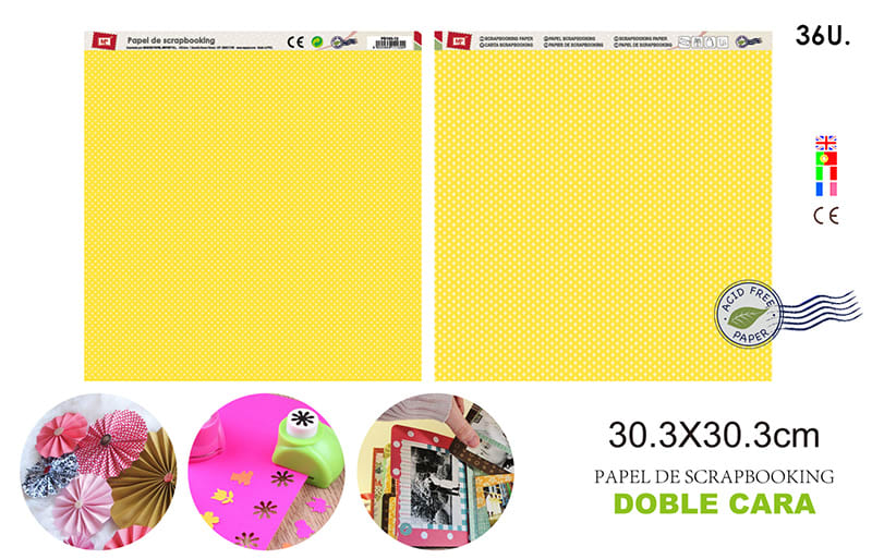 Papel De Scrapbooking Doble Cara 30.3X30.3Cm Color Amarillo1
