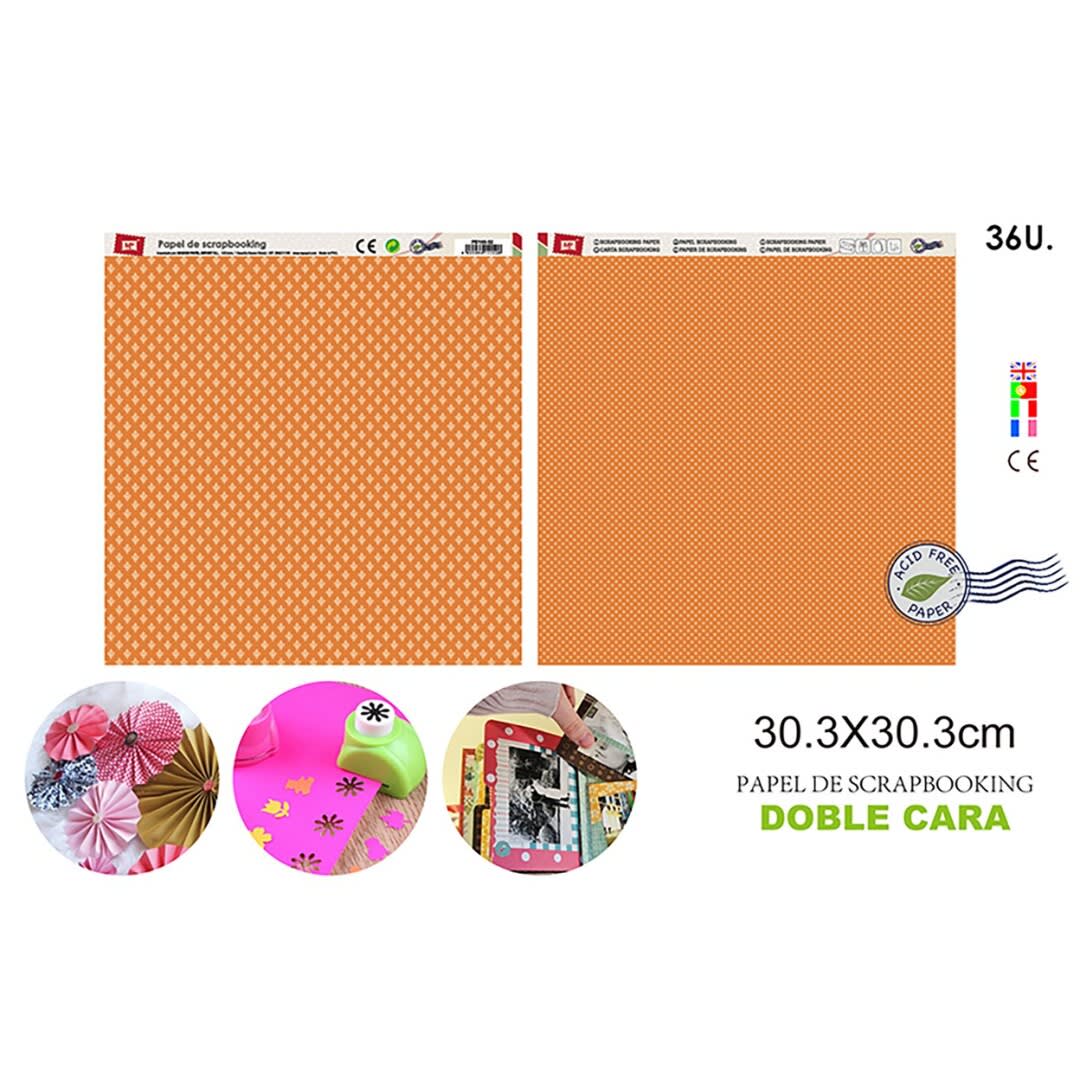 Papel De Scrapbooking Doble Cara Estrellas/Puntos  Gris1