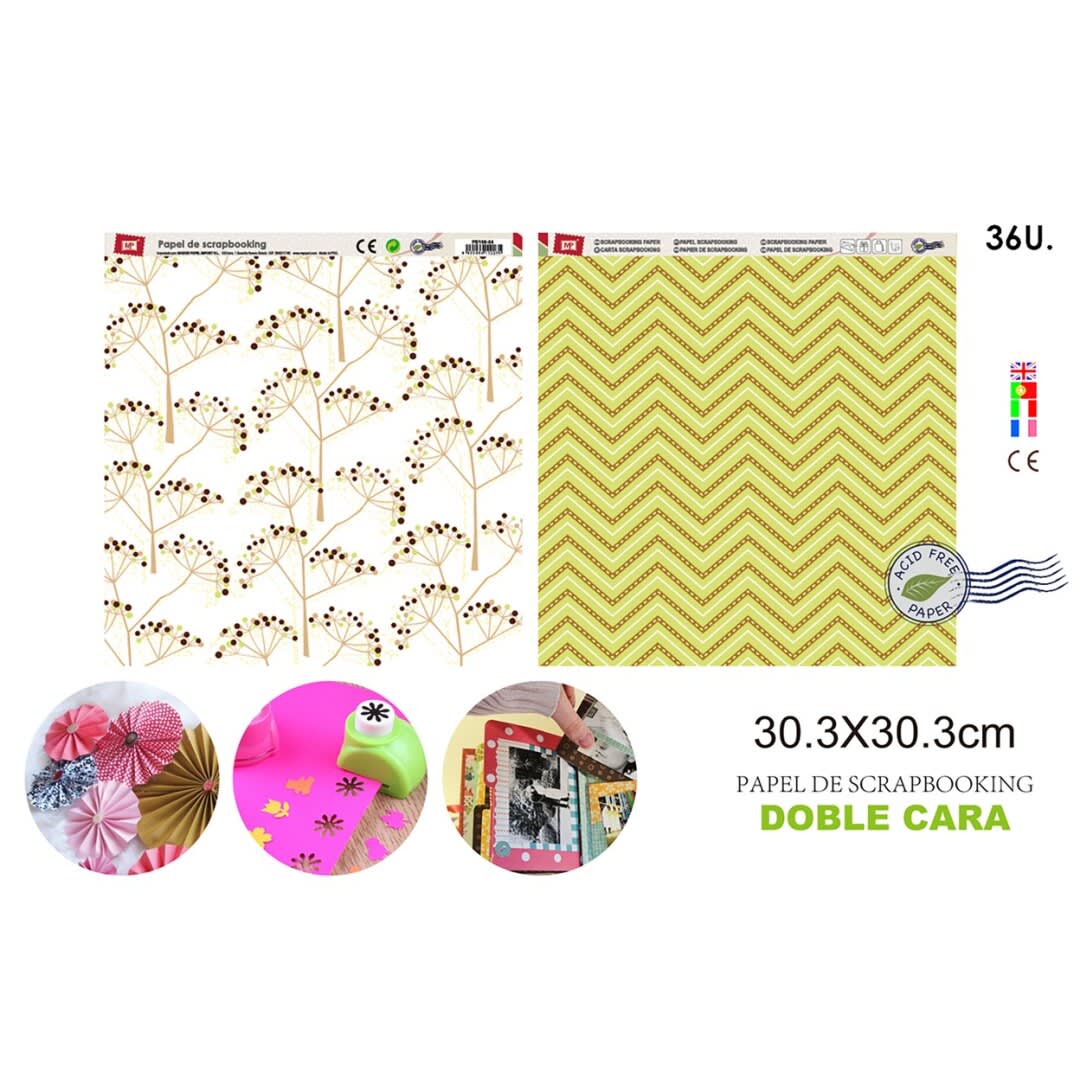 Papel De Scrapbooking  Lineas Mixtas/Ramilletes 30.3X30.3Cm1