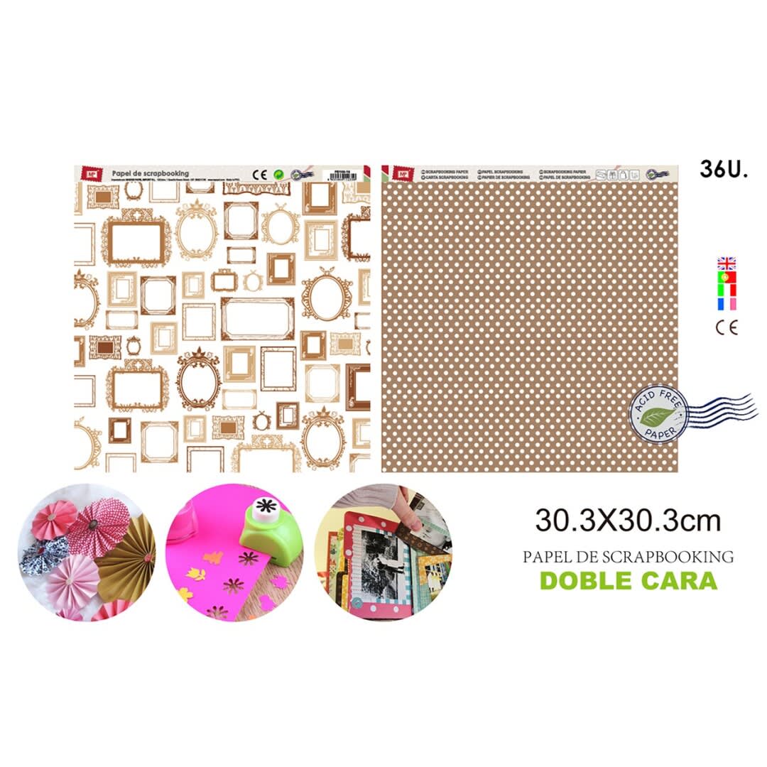 Papel De Scrapbooking Doble Cara Portarretratos/Puntos 1