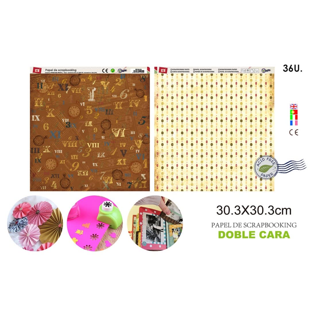 Papel De Scrapbooking Doble Cara Reloj/Globos 30.3X30.3Cmdo1
