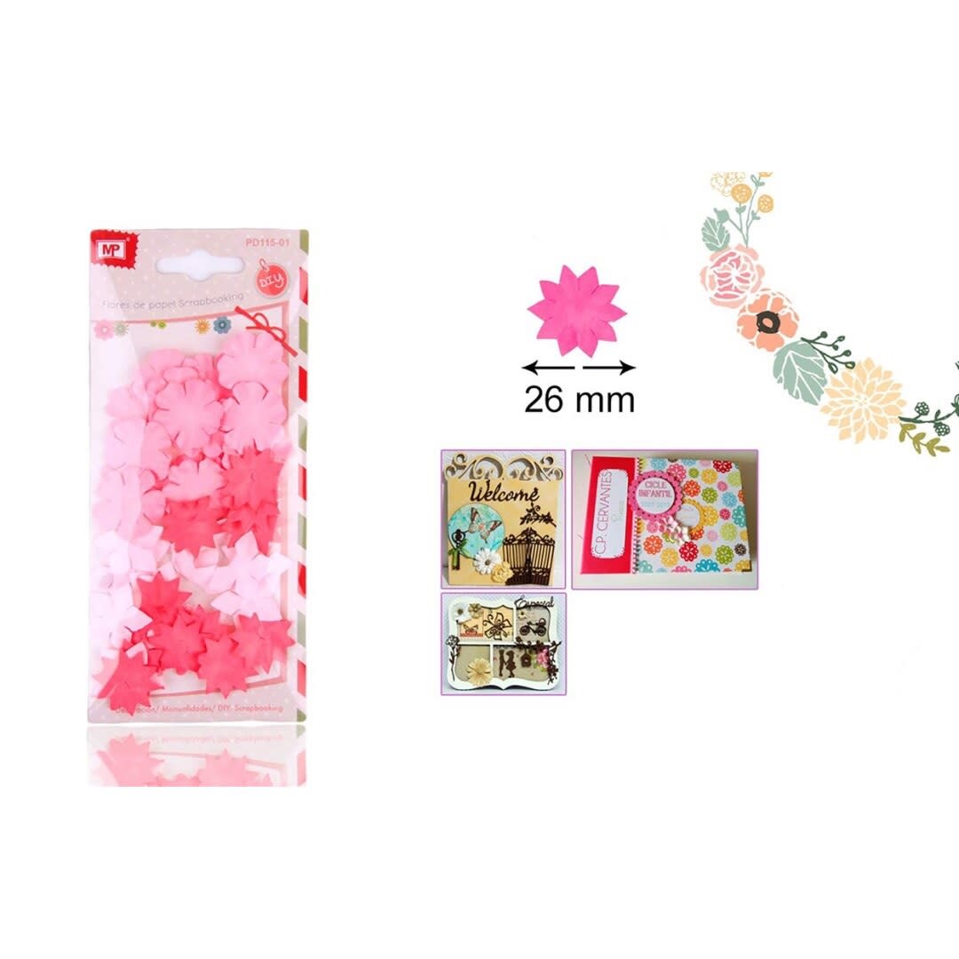 Blister De Flores De Papel 2cm X 38Uds Color Rosado1