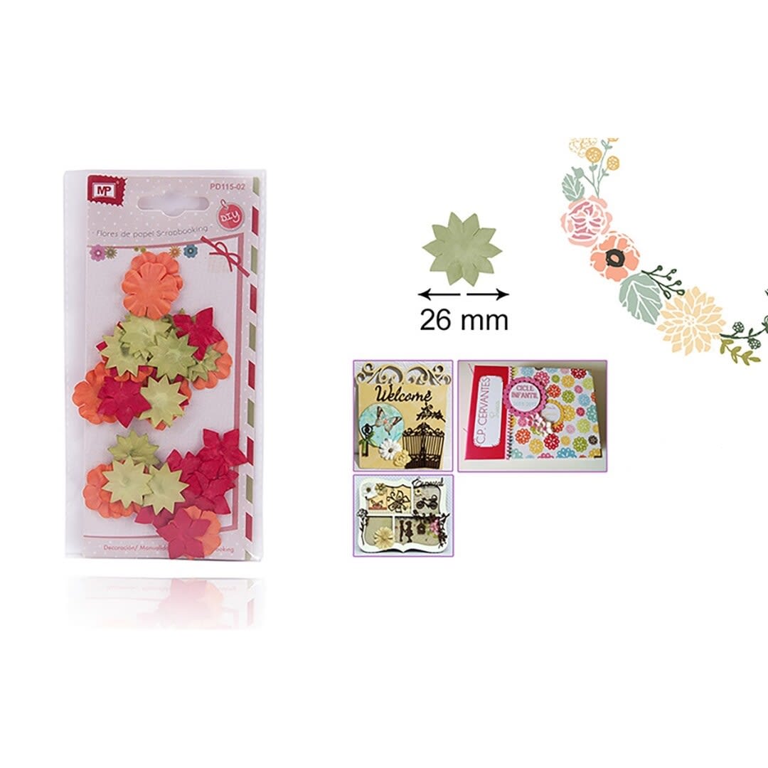 Blister De Flores De Papel 2cm X 38Uds Color Variado1