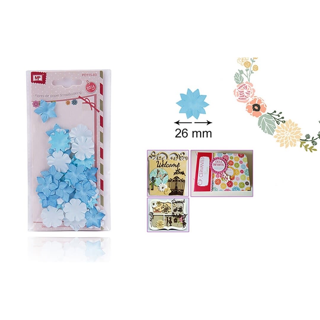 Blister De Flores De Papel 2cm X 38Uds Color Azul1