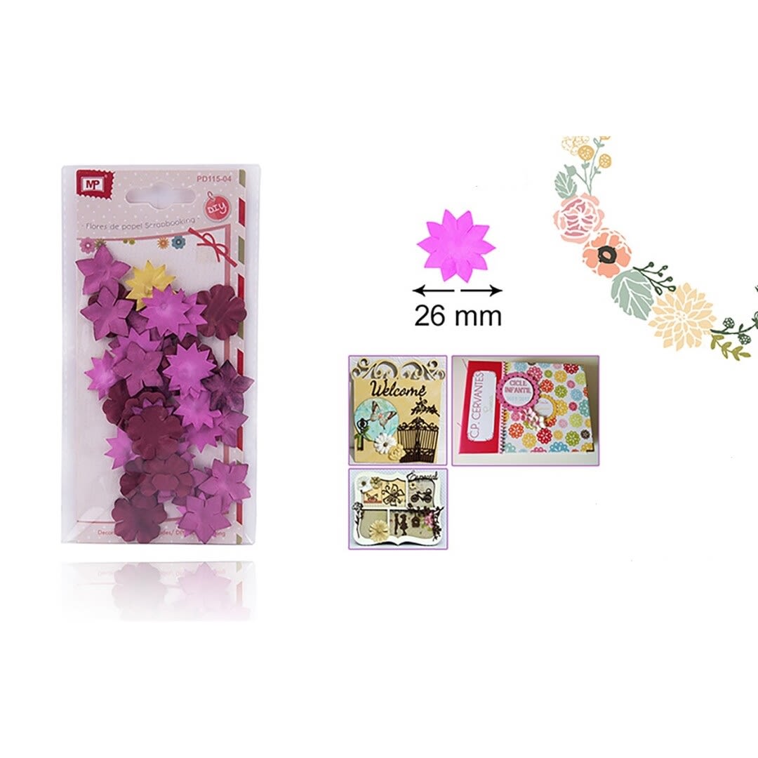 Blister De Flores De Papel 2cm X 38Uds Color Violeta1