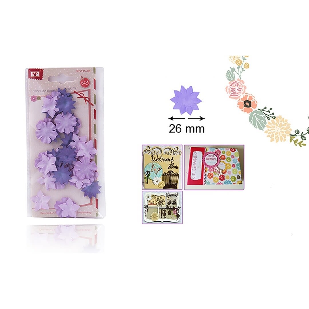 Blister De Flores De Papel 2cm X 38Uds Color Violeta Pastel1