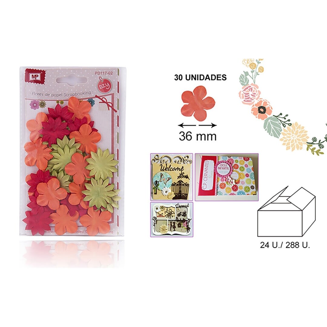 Blister De Flores De Papel 3.5cm X 30Uds Color Variado1