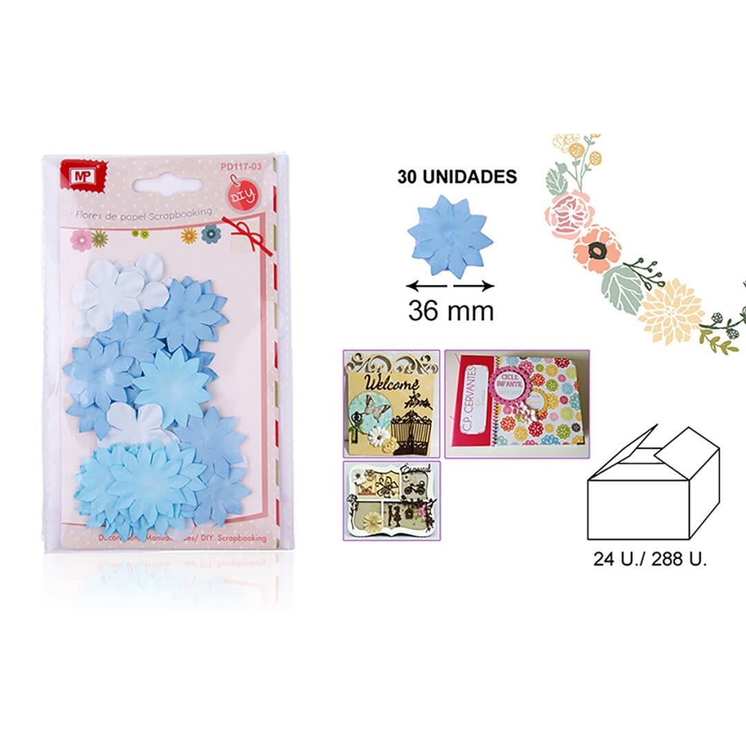 Blister De Flores De Papel 3.5cm X 30Uds Color Azul1