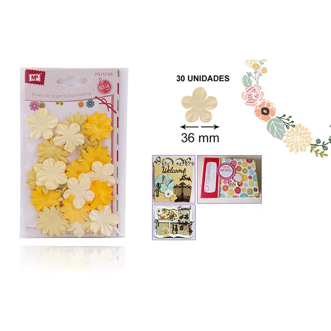 Blister De Flores De Papel 3.5cm X 30Uds Color Amarillo1
