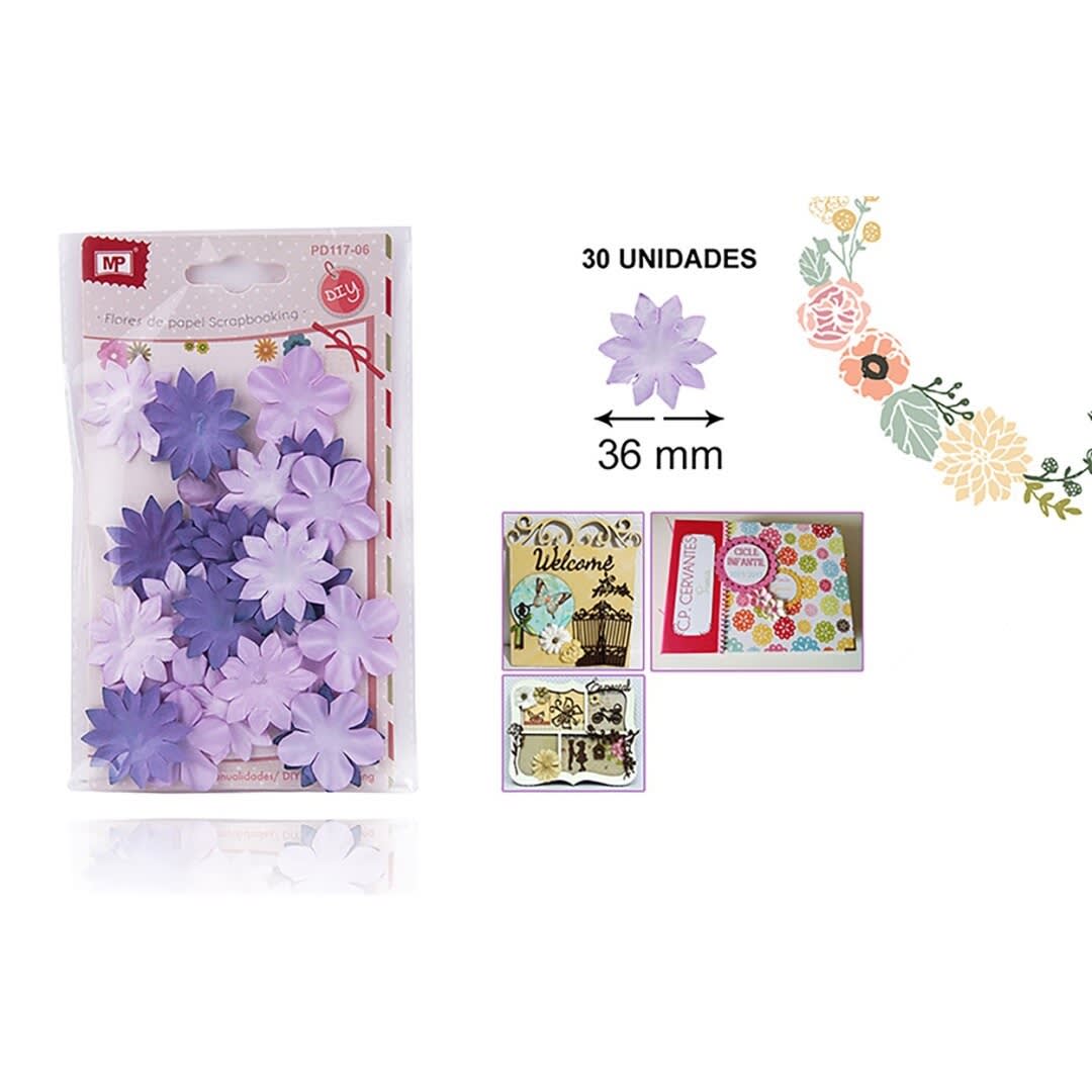 Blister De Flores De Papel 3.5cm X 30Uds Violeta Pastel1
