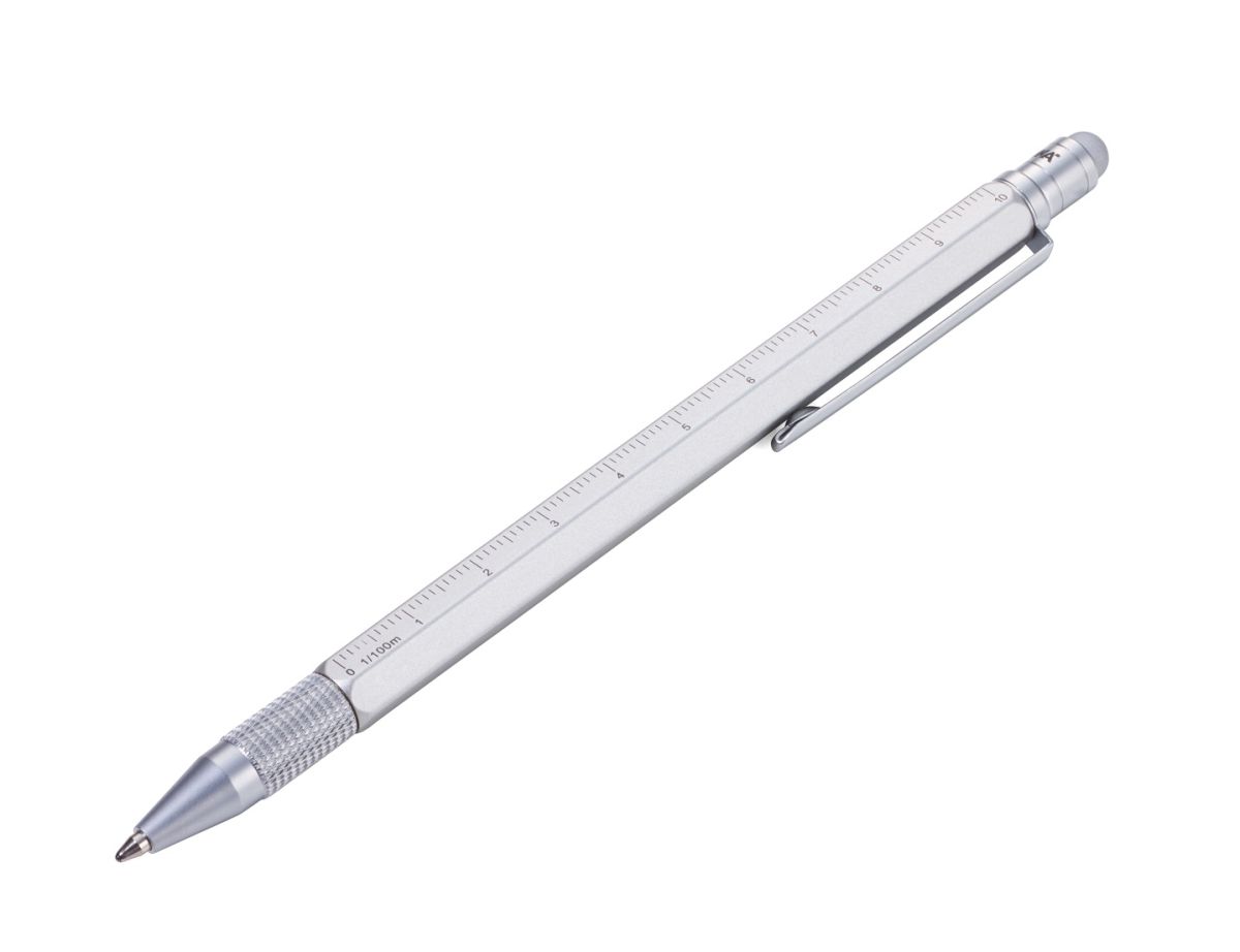Boligrafo Troika Construcccion multifuncional  Slim Plateado1