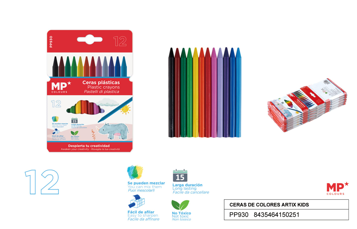 Caja De Lapices De Cera Kids x 12 Colores Color Surtido1