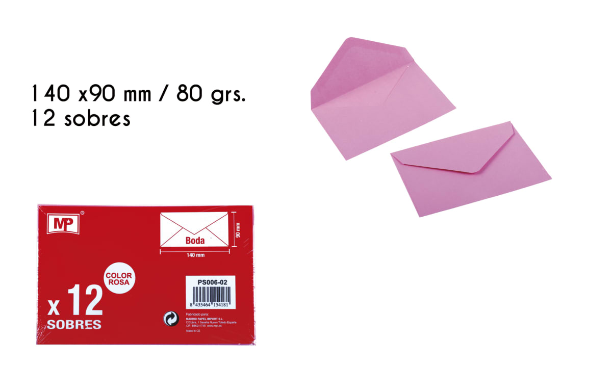 Sobre Para Boda 140mmX90mm /80Gr Marca Madrid Papel Color Rosado (MP)1