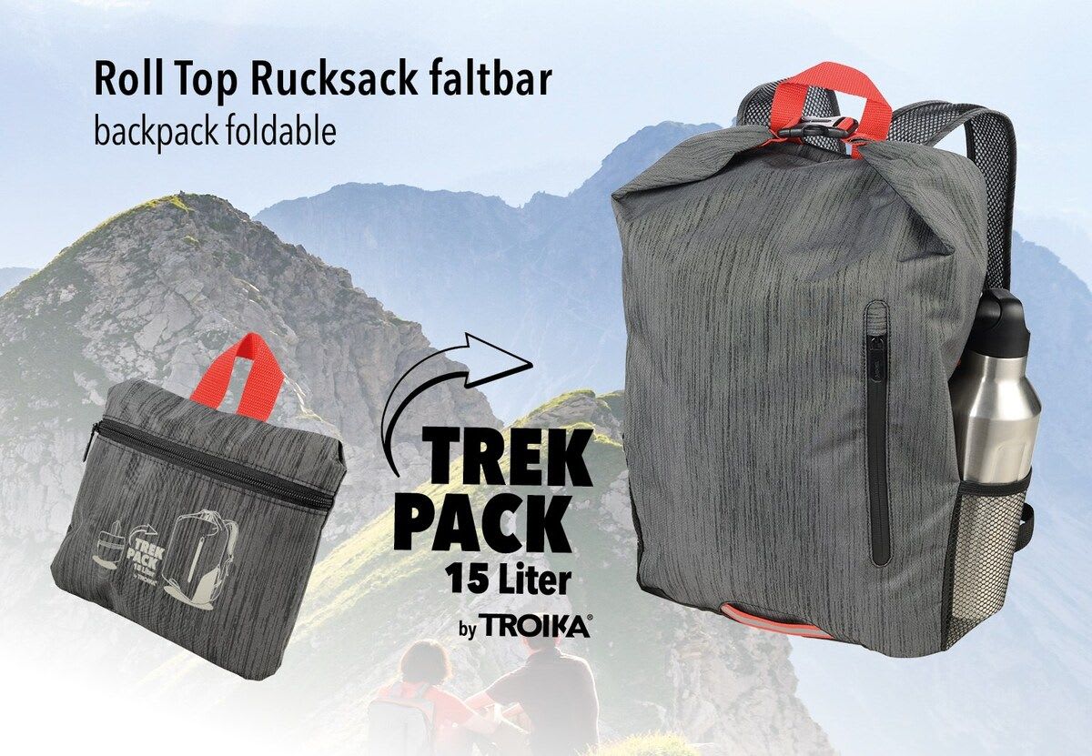 Mochila Troika  roll-top Troika plegable capacidad aprox 15 litros.3