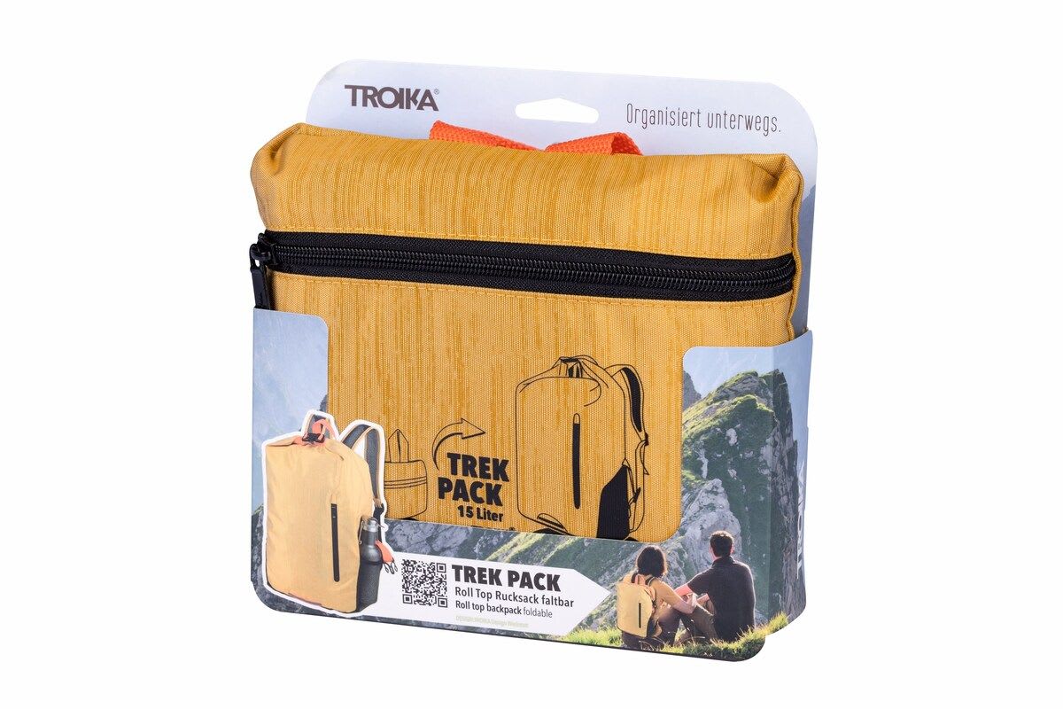 Mochila Troika  roll-top plegable capacidad aprox 15 litros Amarillo2