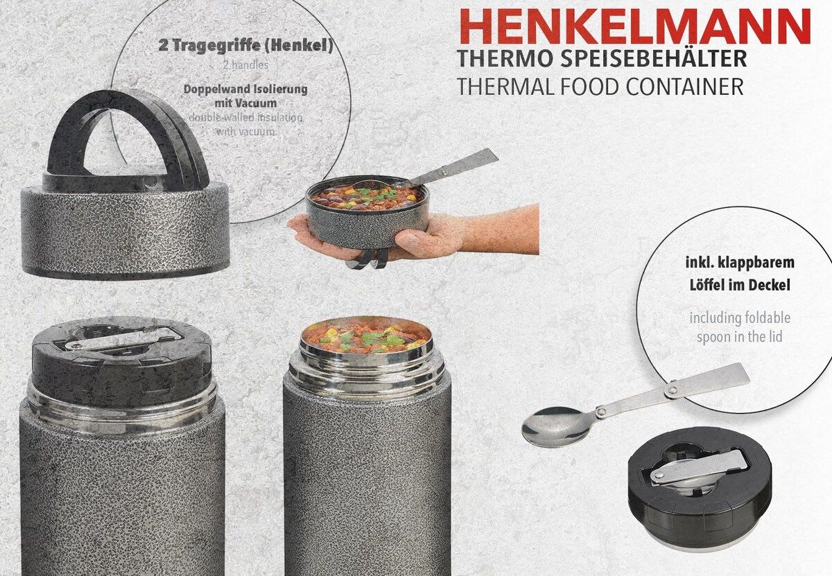 Thermo Troika  de alimentos c/cuchara plegable 900ml acero inoxidable1