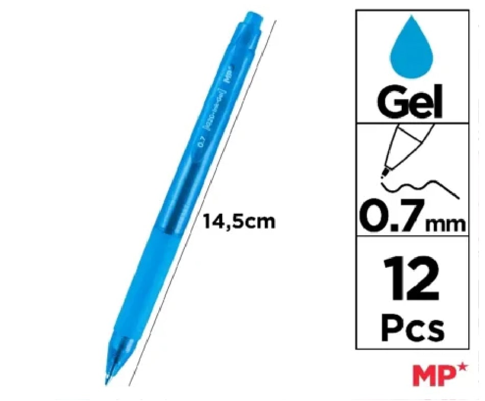 Boligrafo Retractil Tinta Gel Punta 0.7mm Marca Madrid Papel Color Celeste (MP)1