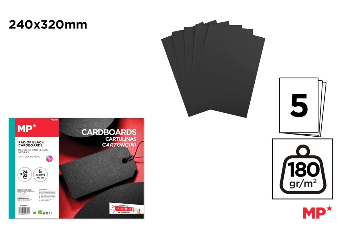 Block De Cartulinas 24x32cm X 5 Hjs /180Gr.Marca MP Crafts Color Variado (MP)1