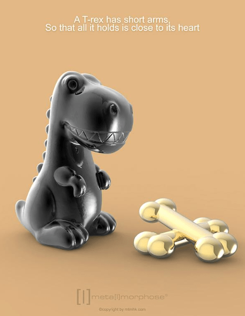 Llavero Metalmorphose Dinosaurio y Hueso Plata (MTM)3