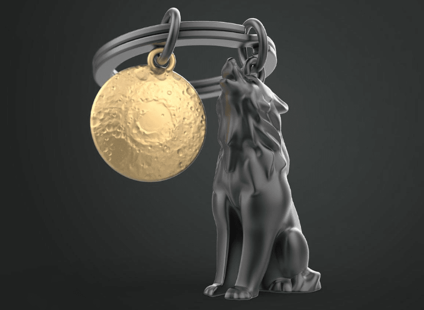 Llavero Metalmorphose Lobo y la luna (MTM)2