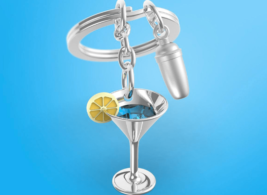 Llavero Metalmorphose Coctelera y copa (MTM)2