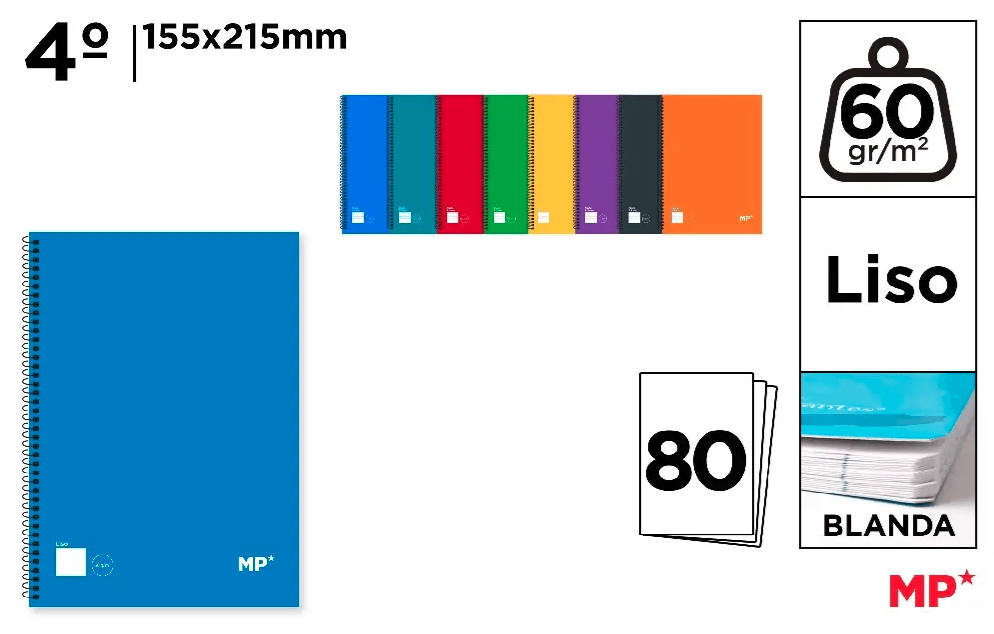 CUADERNO Madrid Papel ESPIRAL 4º 80 HOJAS 60 g/m²1