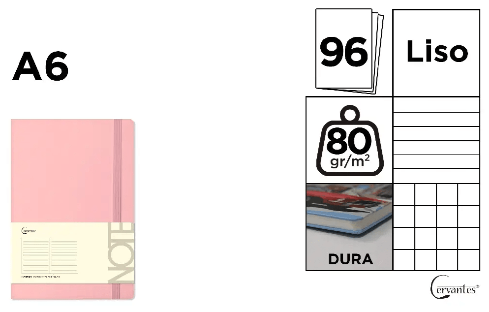 CUADERNO DE NOTAS Cervantes TAPA FORRADA CORAL PASTEL A62