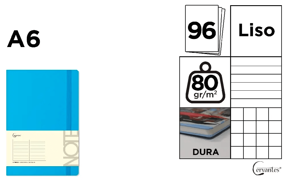 CUADERNO DE NOTAS Cervantes TAPA FORRADA AZUL CIELO A62