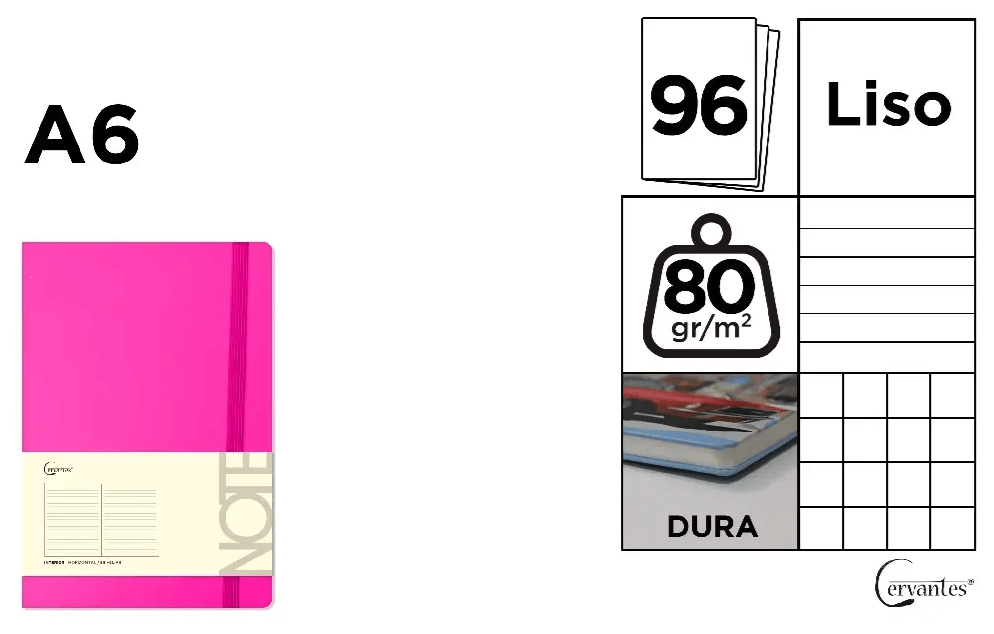 CUADERNO DE NOTAS CervantesTAPA FORRADA ROSA A62