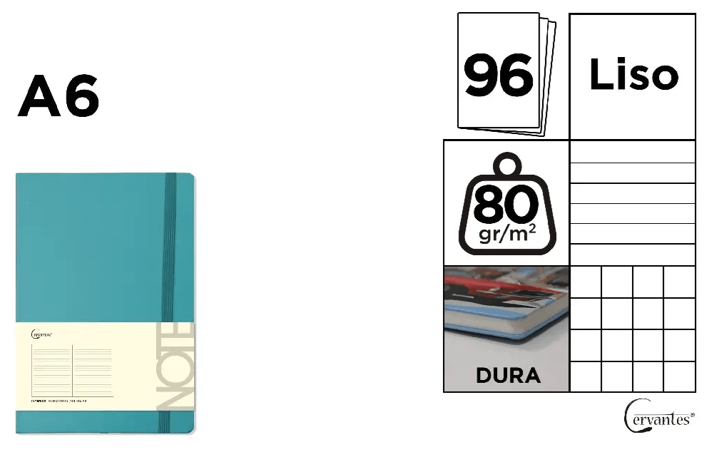 CUADERNO DE NOTAS  Cervantes TAPA FORRADA AGUAMARIN1