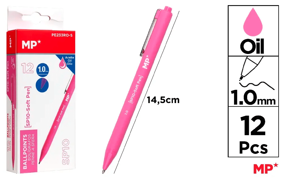 BOLÍGRAFO Madrid Papel TINTA ACEITE 1.0 mm ROSA.1