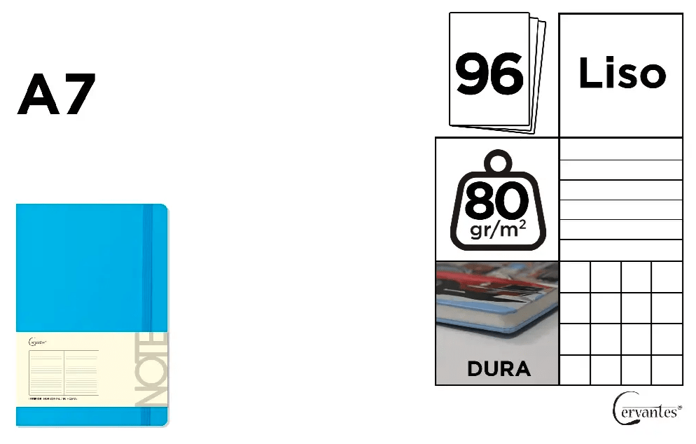 CUADERNO DE NOTAS Madrid Papel  TAPA FORRADA AZUL CIELO A71
