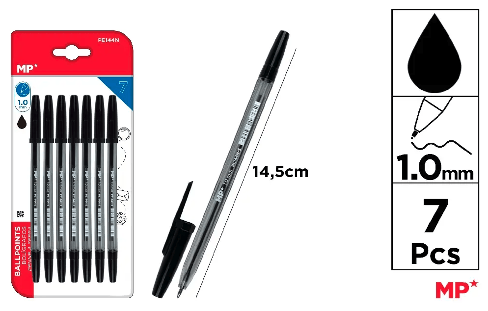 BOLÍGRAFOS Madrid Papel NEGRO PUNTA 1.0 mm.1