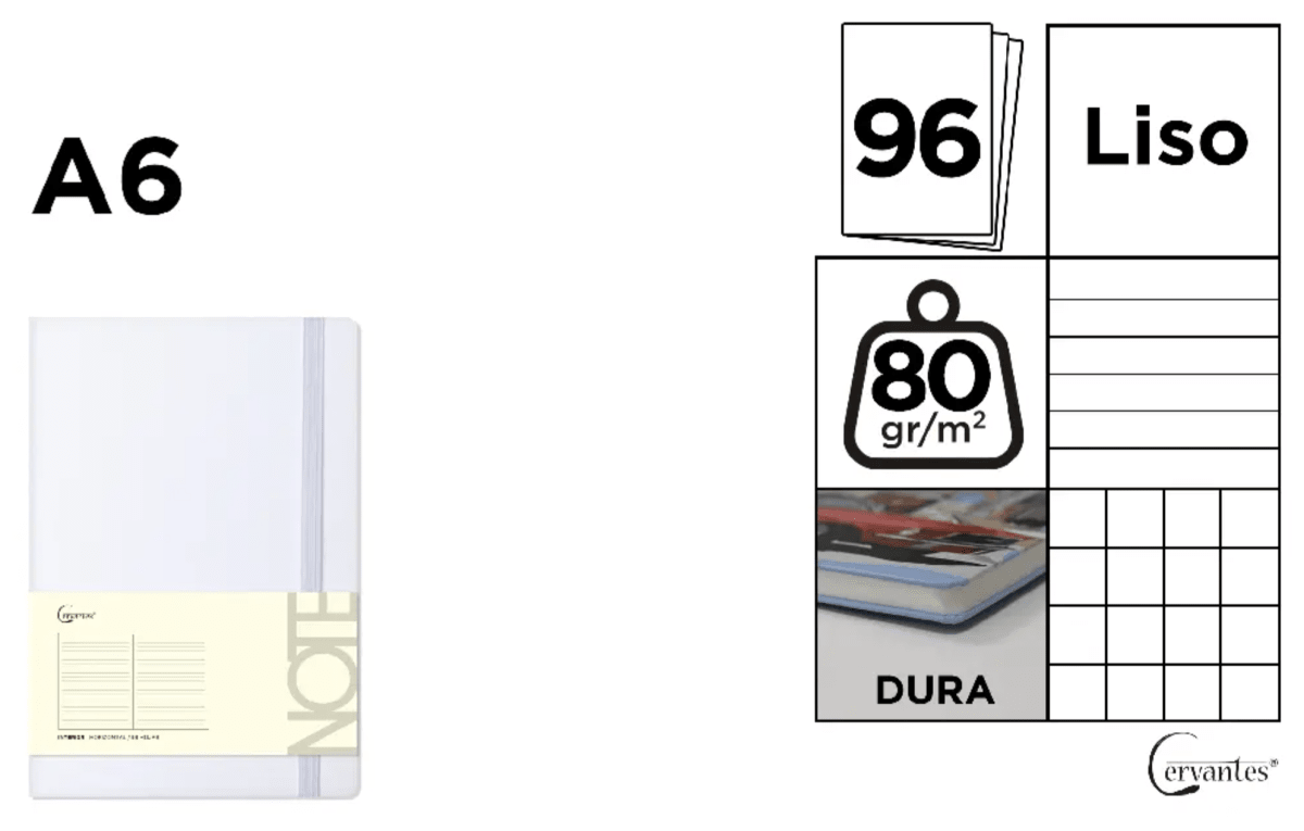 CUADERNO DE NOTAS Cervantes TAPA FORRADA BLANCO A61