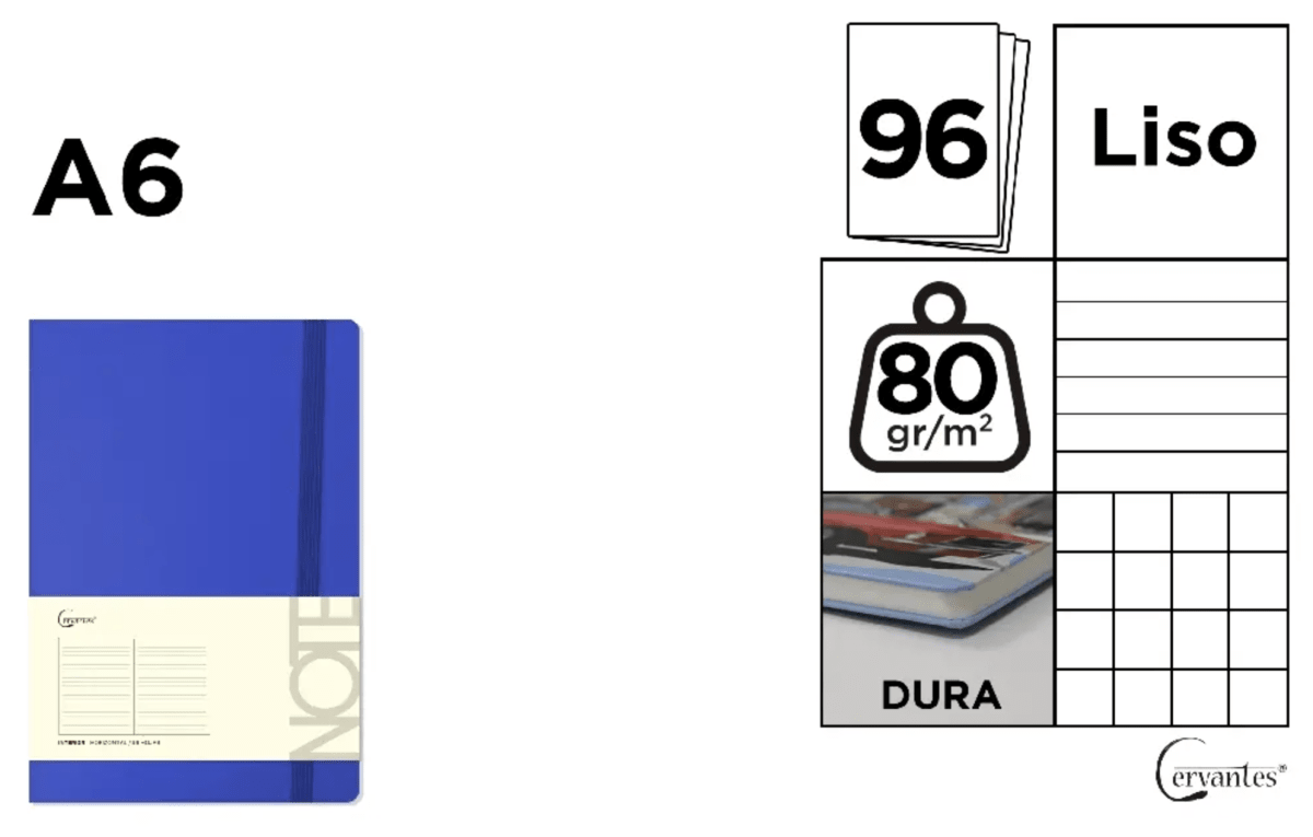 CUADERNO DE NOTAS Cervantes TAPA FORRADA AZUL LAGO A61