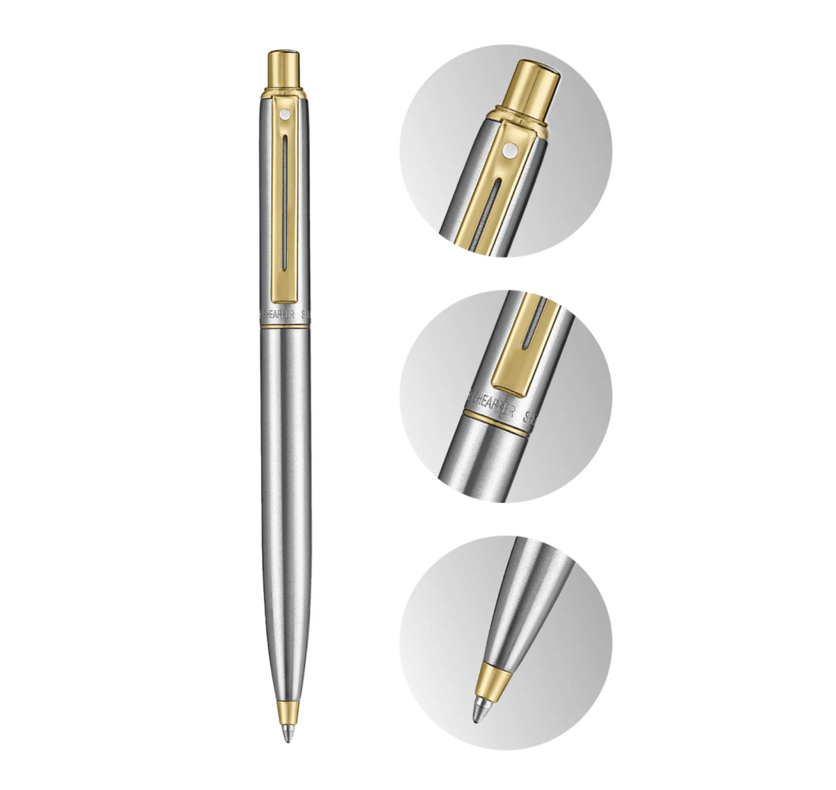 Bolígrafo Sheaffer Sentinel 333 Cuerpo Cromado Adornos Oro6