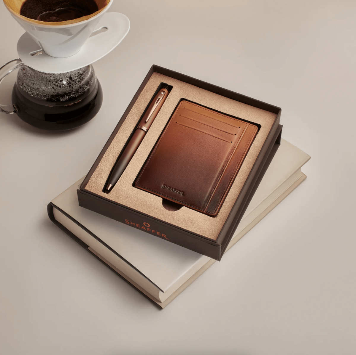 Set Bolígrafo Sheaffer 100 Café Marrón Mate Con Ribetes8