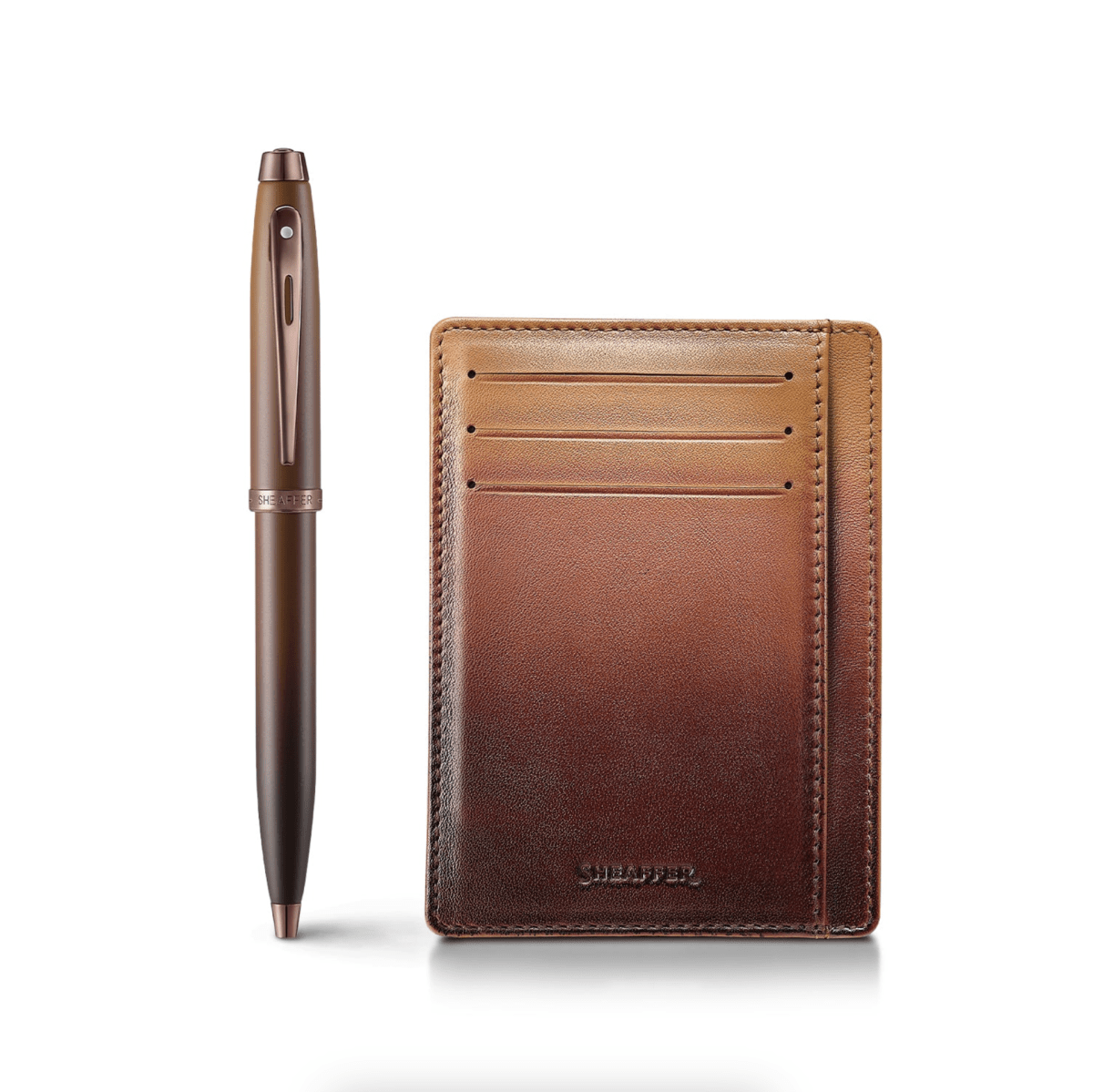 Set Bolígrafo Sheaffer 100 Café Marrón Mate Con Ribetes1
