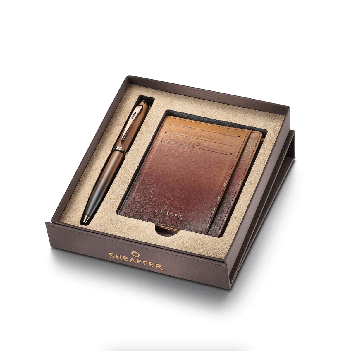 Set Bolígrafo Sheaffer 100 Café Marrón Mate Con Ribetes7