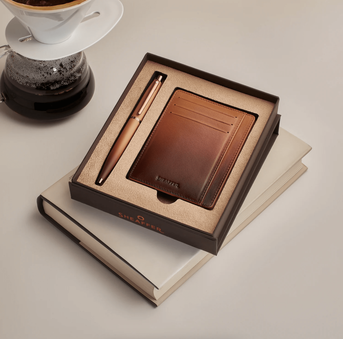 Set Bolígrafo Sheaffer VFM Café Marrón Mate Con Ribetes Cch2