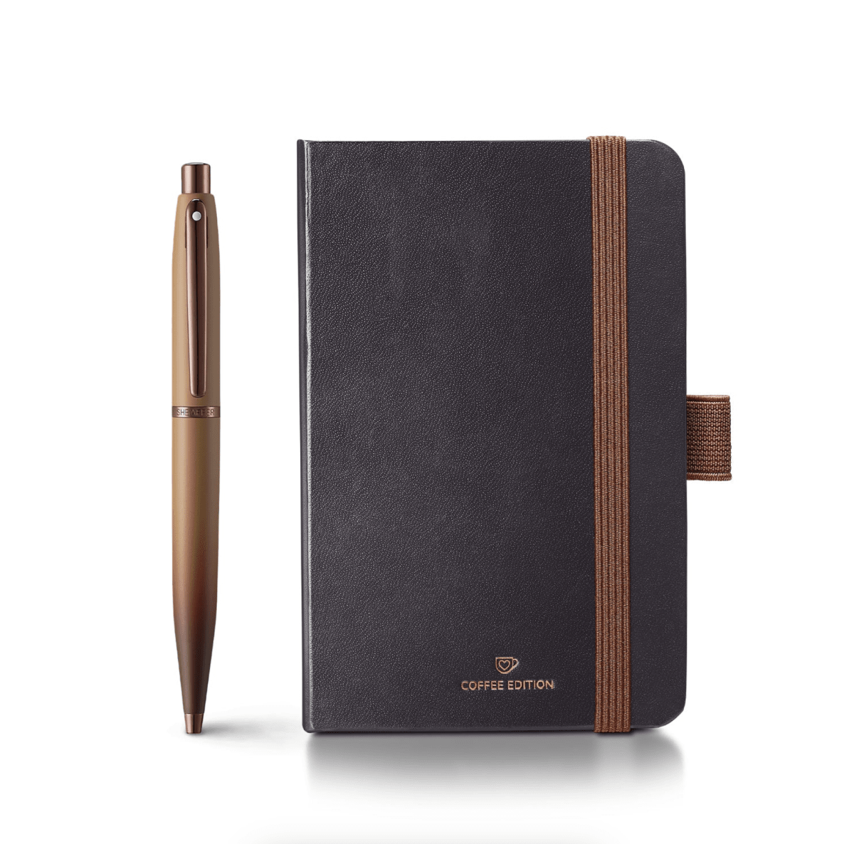 Set Bolígrafo Sheaffer VFM Café Edición Marrón Mate Con Ribetes con Cuaderno9