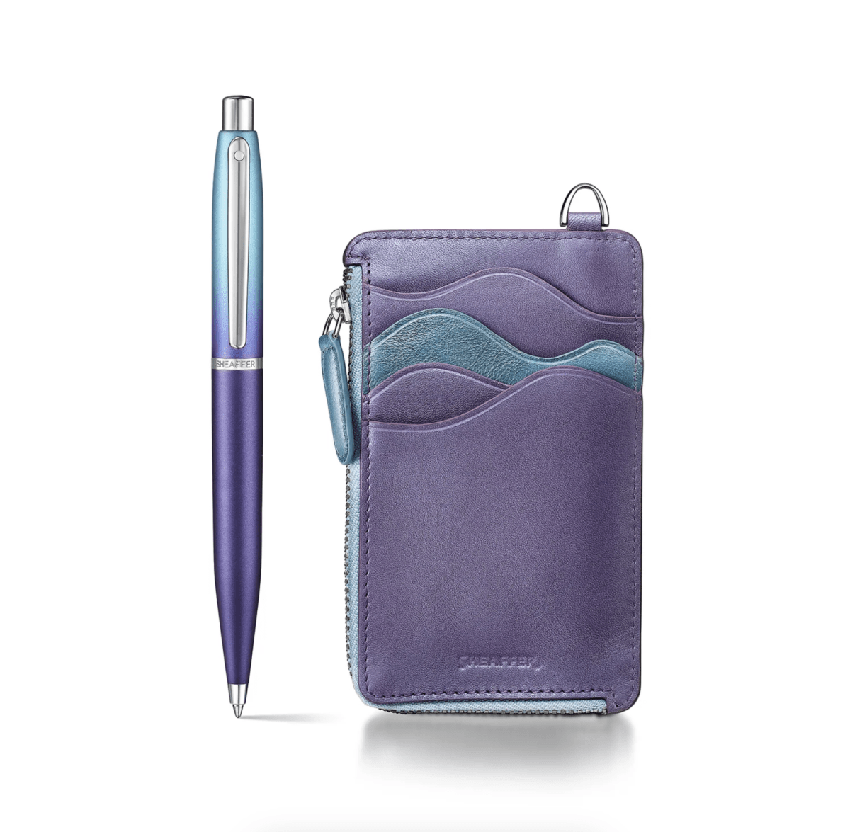 Set Bolígrafo Sheaffer Expressions VFM 9430 Azul Degradado Con Zip Morado Metalizado Cch2