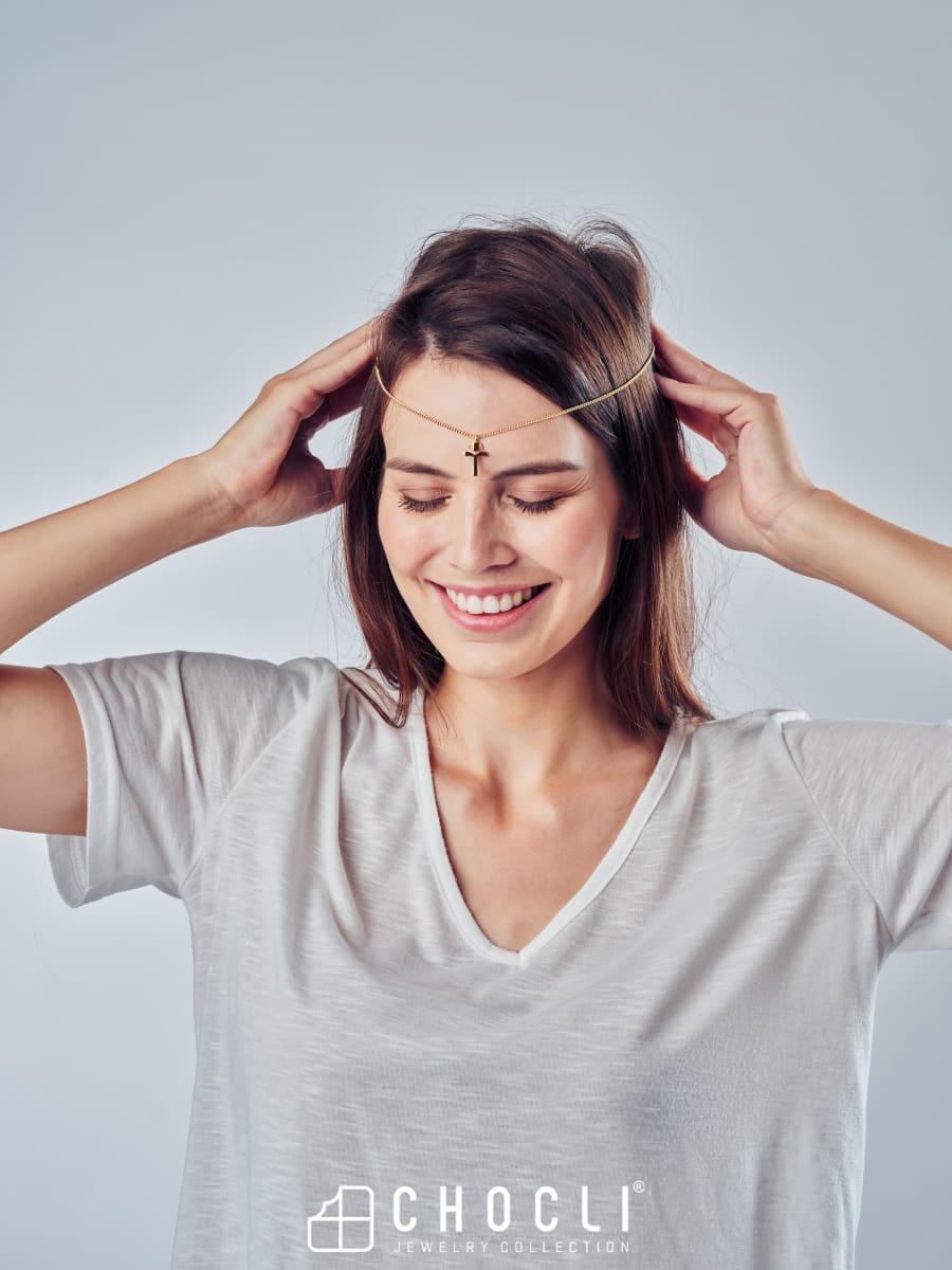 CHOCLI Collar con Baño18k Cruz7