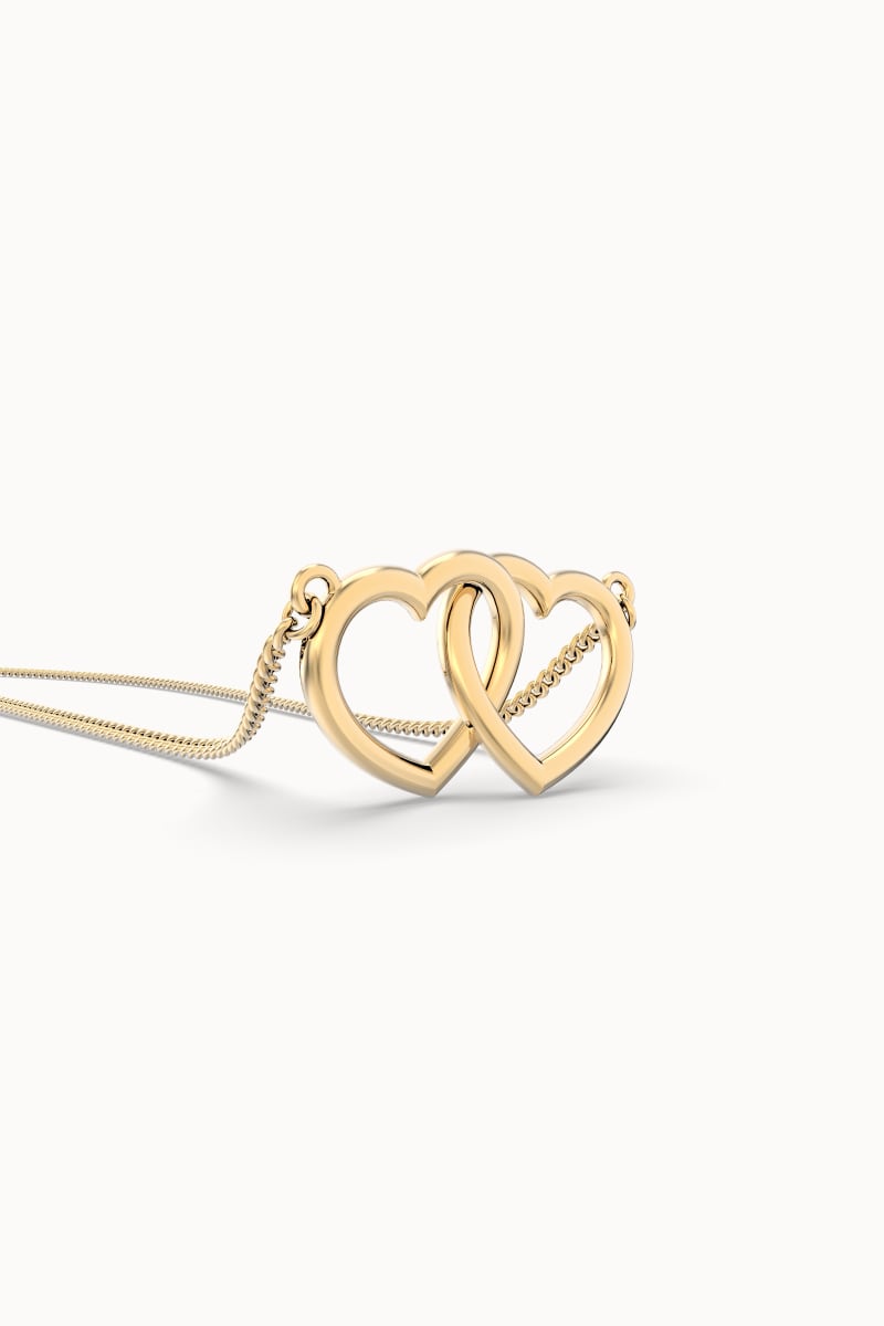 CHOCLI Collar con Baño18k Corazones Dobles7