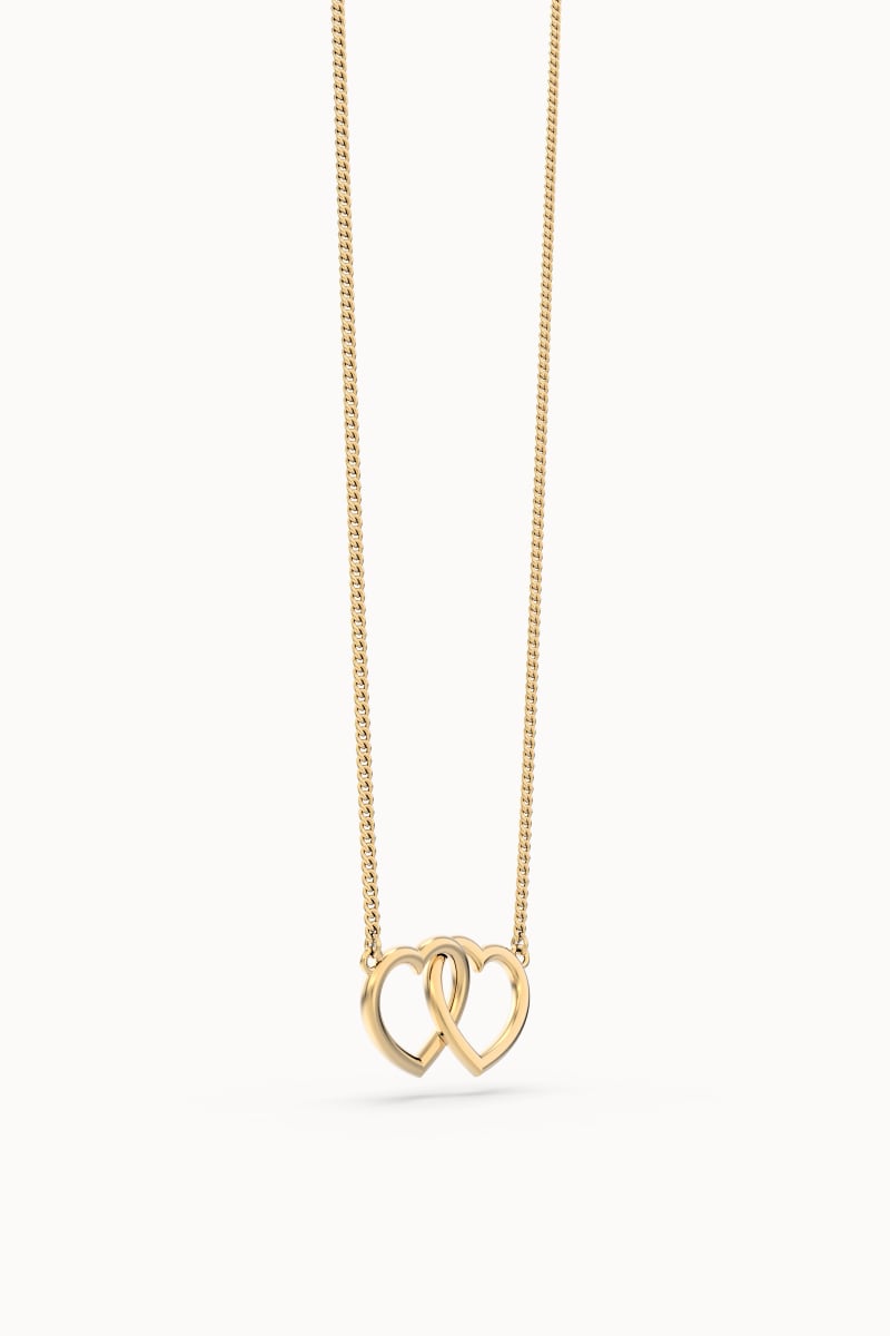 CHOCLI Collar con Baño18k Corazones Dobles5