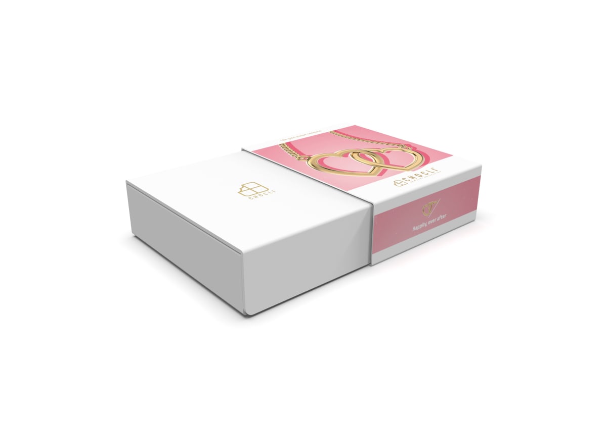 CHOCLI Collar con Baño18k Corazones Dobles15