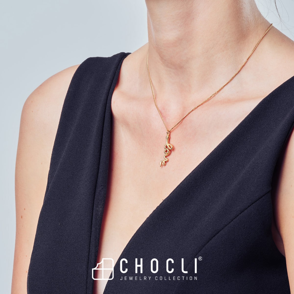 CHOCLI Collar con Baño18k Serpiente Amor8