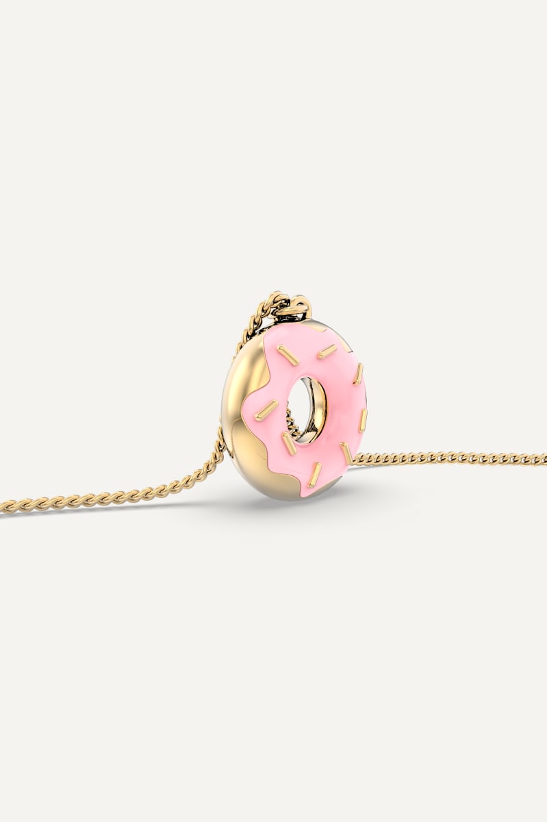 CHOCLI Collar con Baño18k Dona Glaseada Rosa