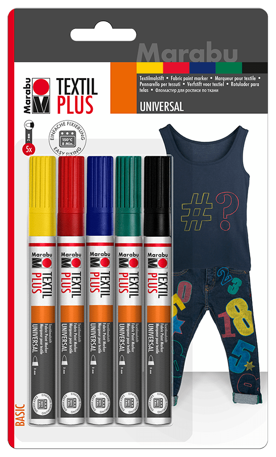 Marcador Textil plus Marabú 5 unidades Punta 3mm1