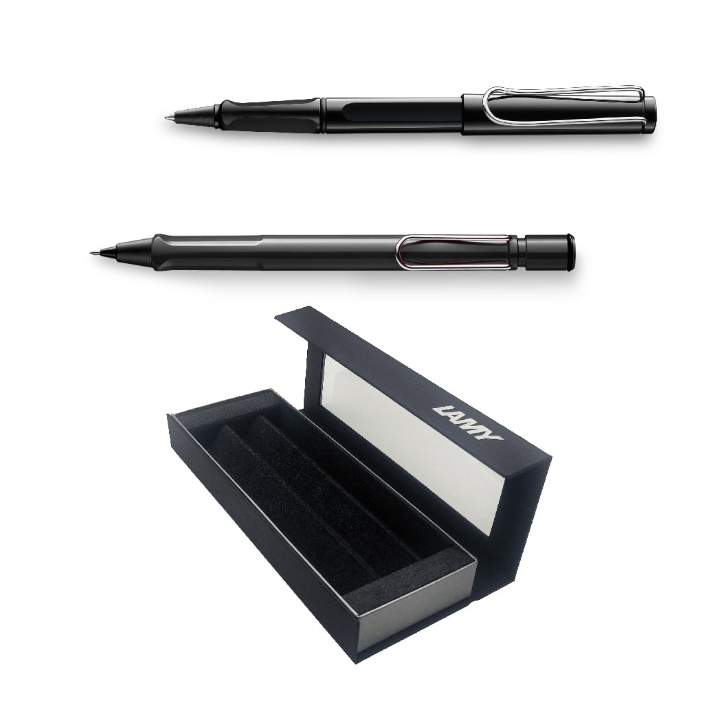Set Lamy Safari Black Rollerball + Portaminas1